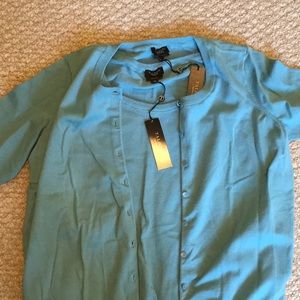 Talbots sweater set—lt blue cotton—1X new w/ tags